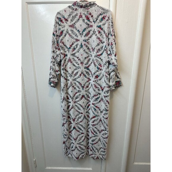 Vintage 1980s Stan Herman Herbcraft Chenille Robe Medium House Coat Pockets - Picture 5 of 8